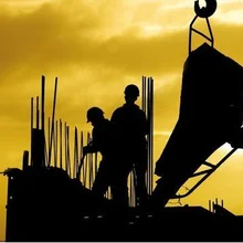 Construction site in silhouette