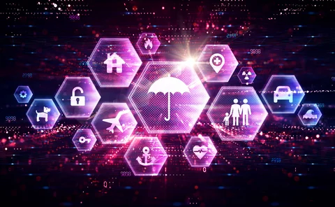 InsurTech - InsureTech - Insurance Technology - Innovation and Emerging Technologies in the Insurance Industry - Conceptual Illustration