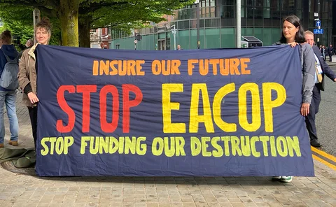 Protestors at BIBA Conference 2023 in Manchester, 11 May 2023
