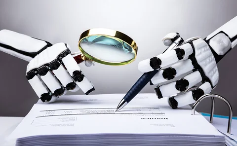 Robot - underwriting and magnifying glass