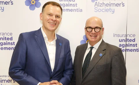 Chris Lay, new chair of Insurance United Against Dementia, with Richard Dudley, group chief broking officer at BMS Group and current chair