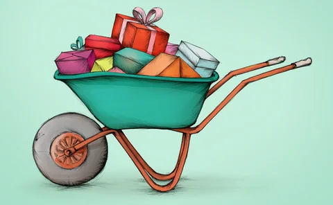 wheelbarrow presents